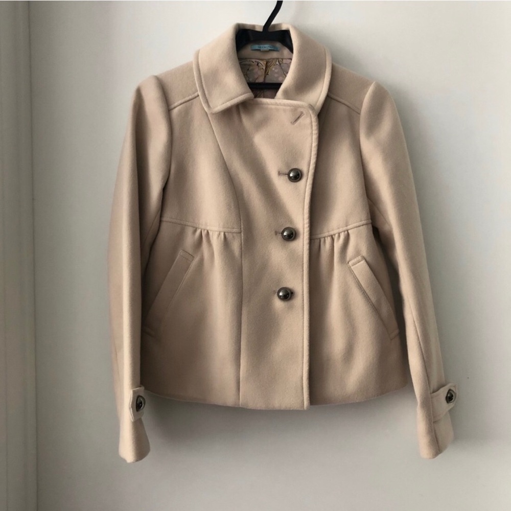 Two Anthropologie swing coats khaki and navy